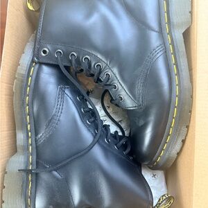 Dr. Martens Black Boots with Yellow Stitching